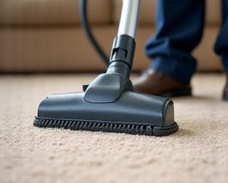 Professional carpet and upholstery cleaning in progress